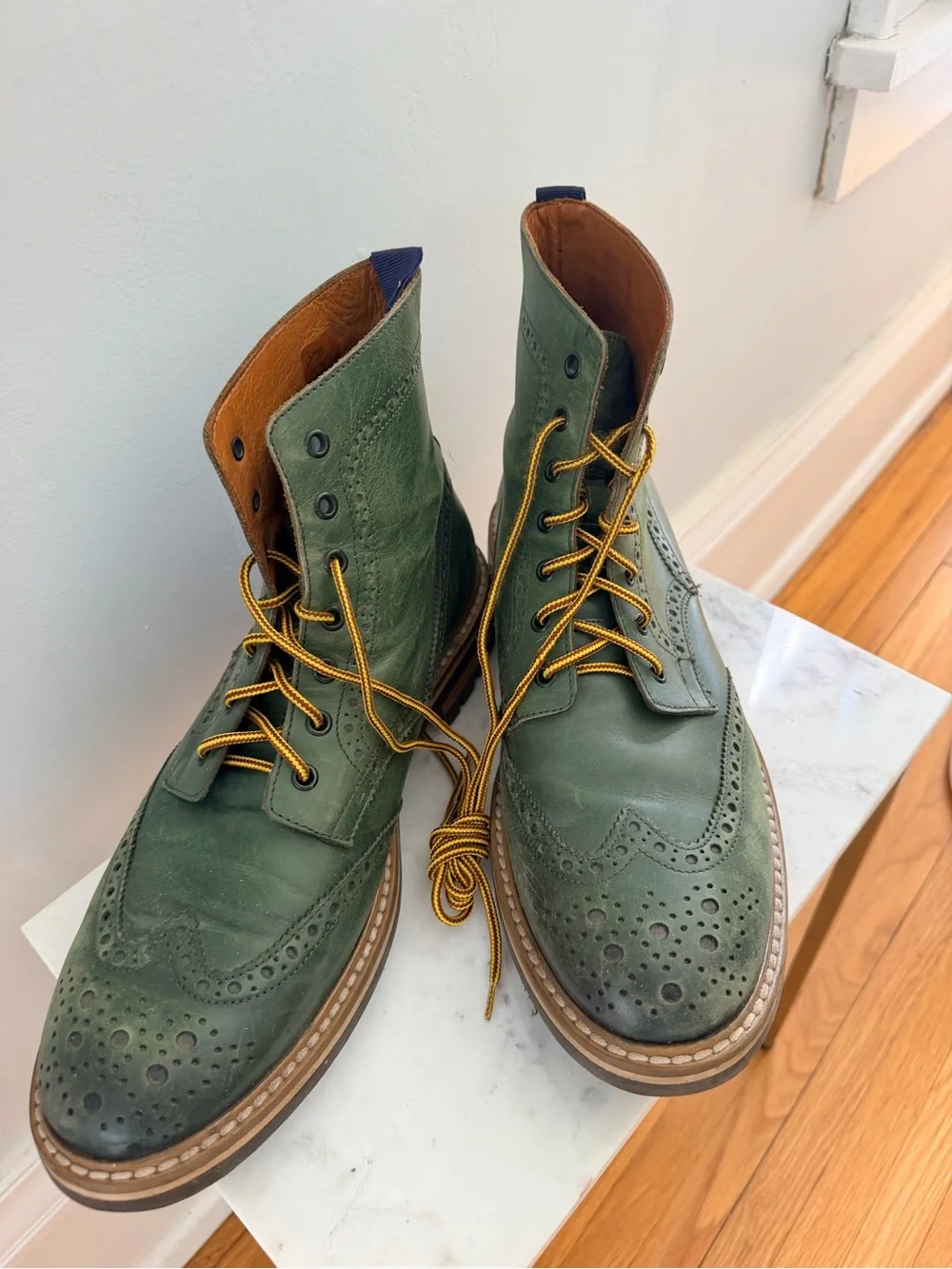 Mens Aldo Mr B Green!! Wingtip Lace-Up Boots